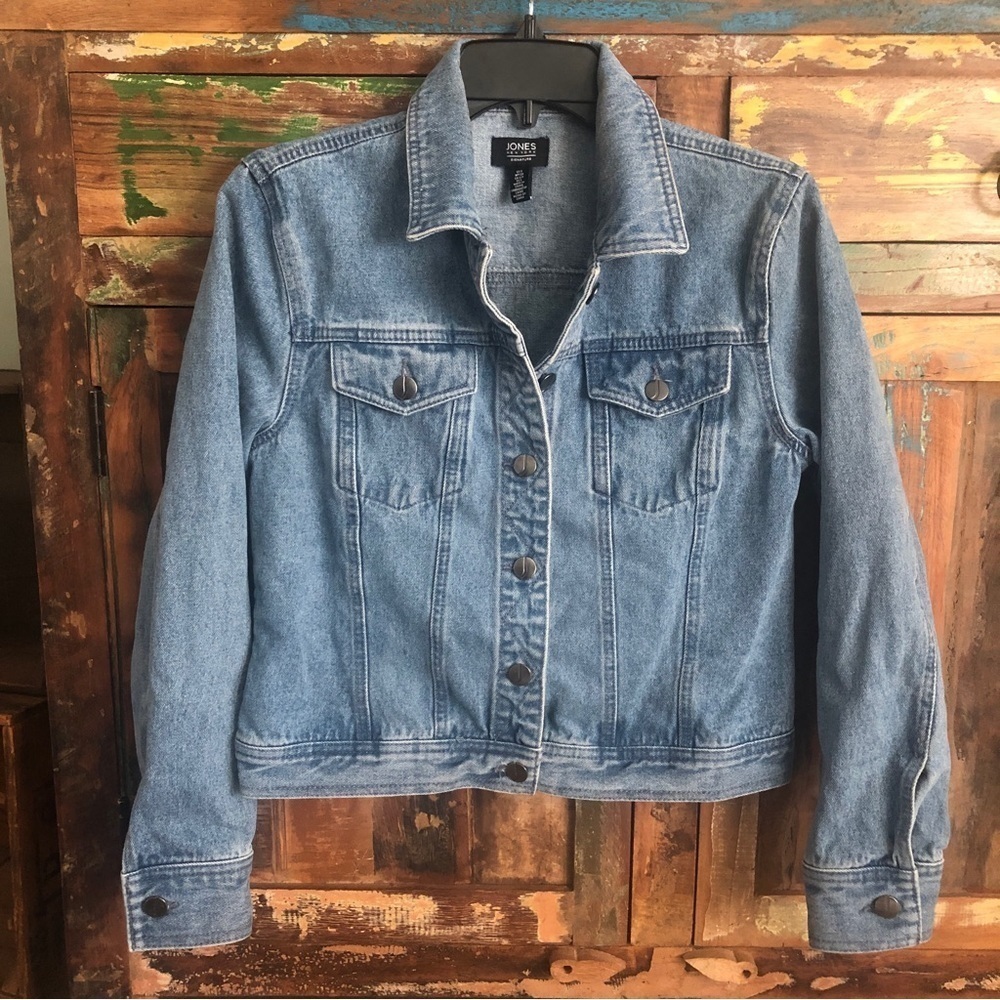 Jones New York Signature Denim Jean Jacket 100% Cotton Light Wash Women’s Size S